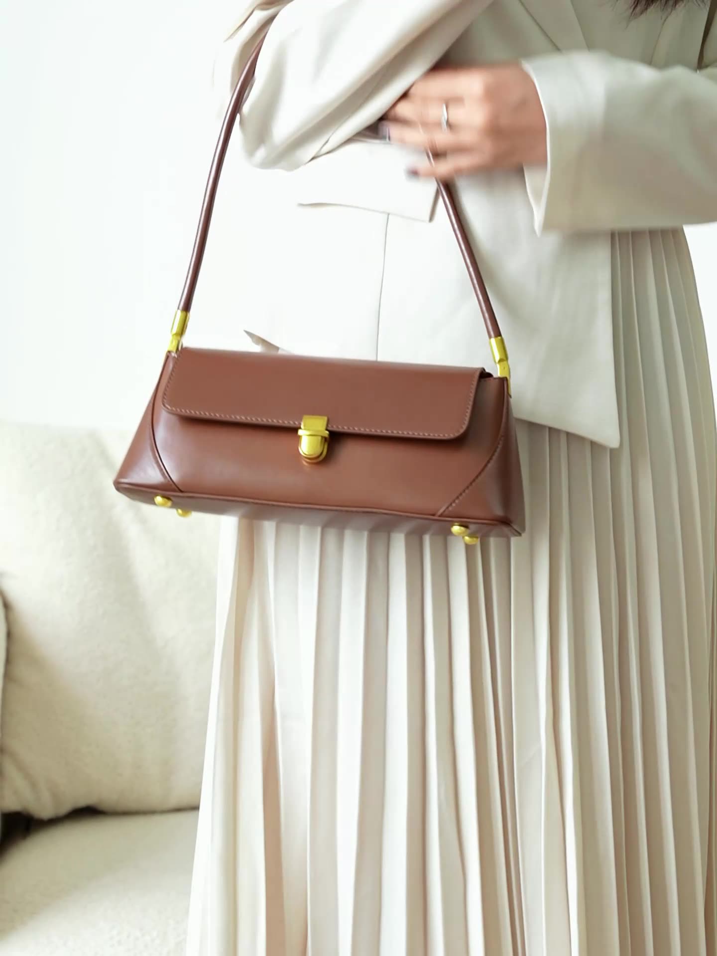 French Genuine Leather Underarm Bag - vevewholesale