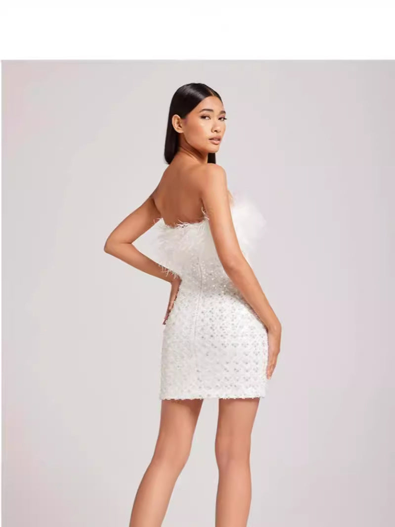 Strapless Flowers Two Piece Set-White - vevewholesale