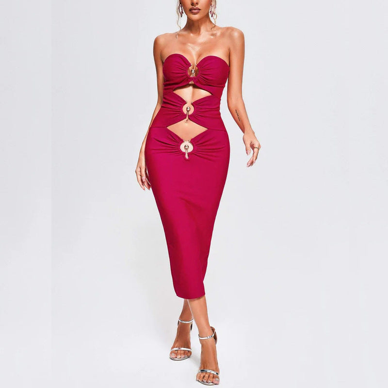 Strapless Bodycon Long Dress - vevewholesale