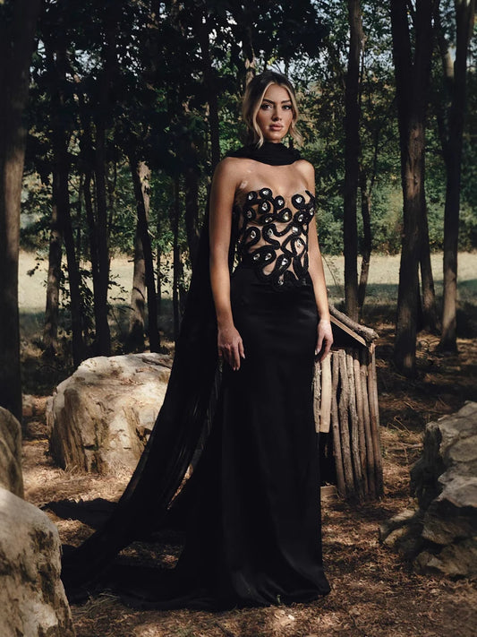 Diamond-studded evening dress - vevewholesale