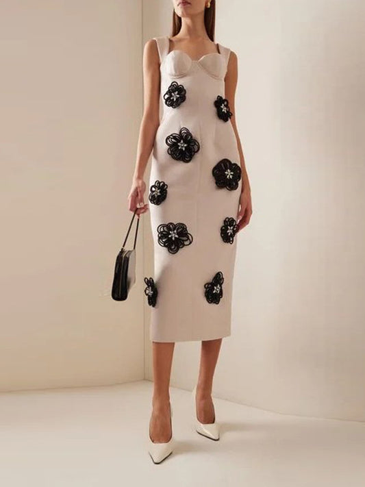 Flower Elegance Maxi Dress -White - vevewholesale