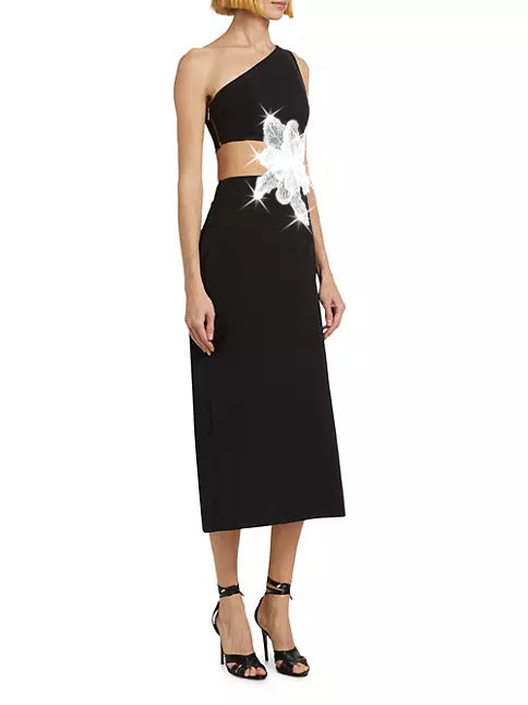 One Shoulder Floral Long Dress - vevewholesale