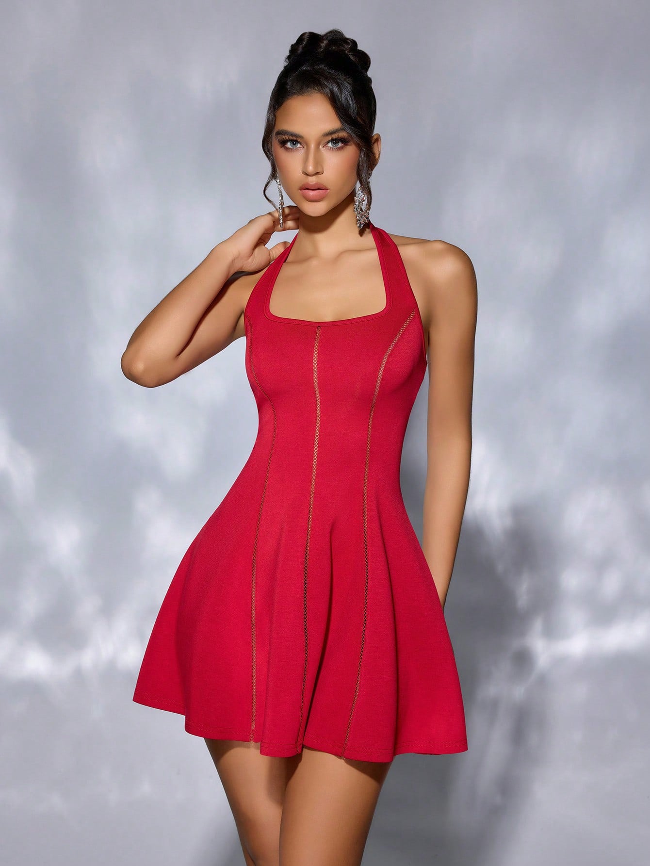 Halter-Neck Backless Mini Dress