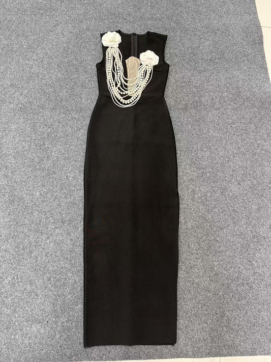 Pearl Necklace Maxi Dress - vevewholesale