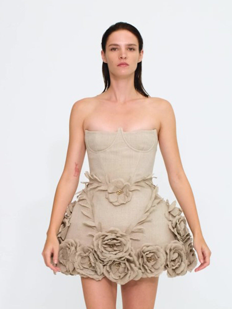 Strapless Puffy Mini Dress - vevewholesale