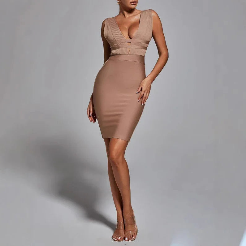 Deep V Mini Dress - vevewholesale
