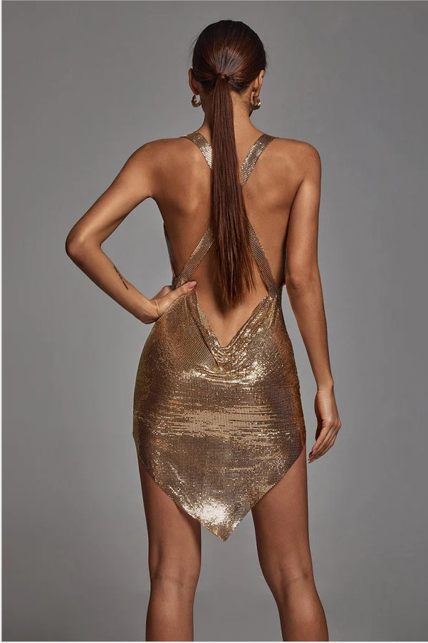 Metal Sequined Halter - vevewholesale