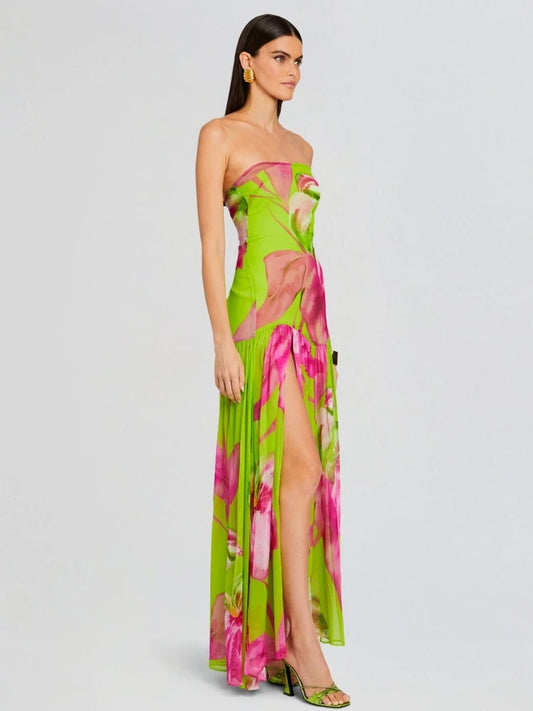 Strapless painted print-green - vevewholesale