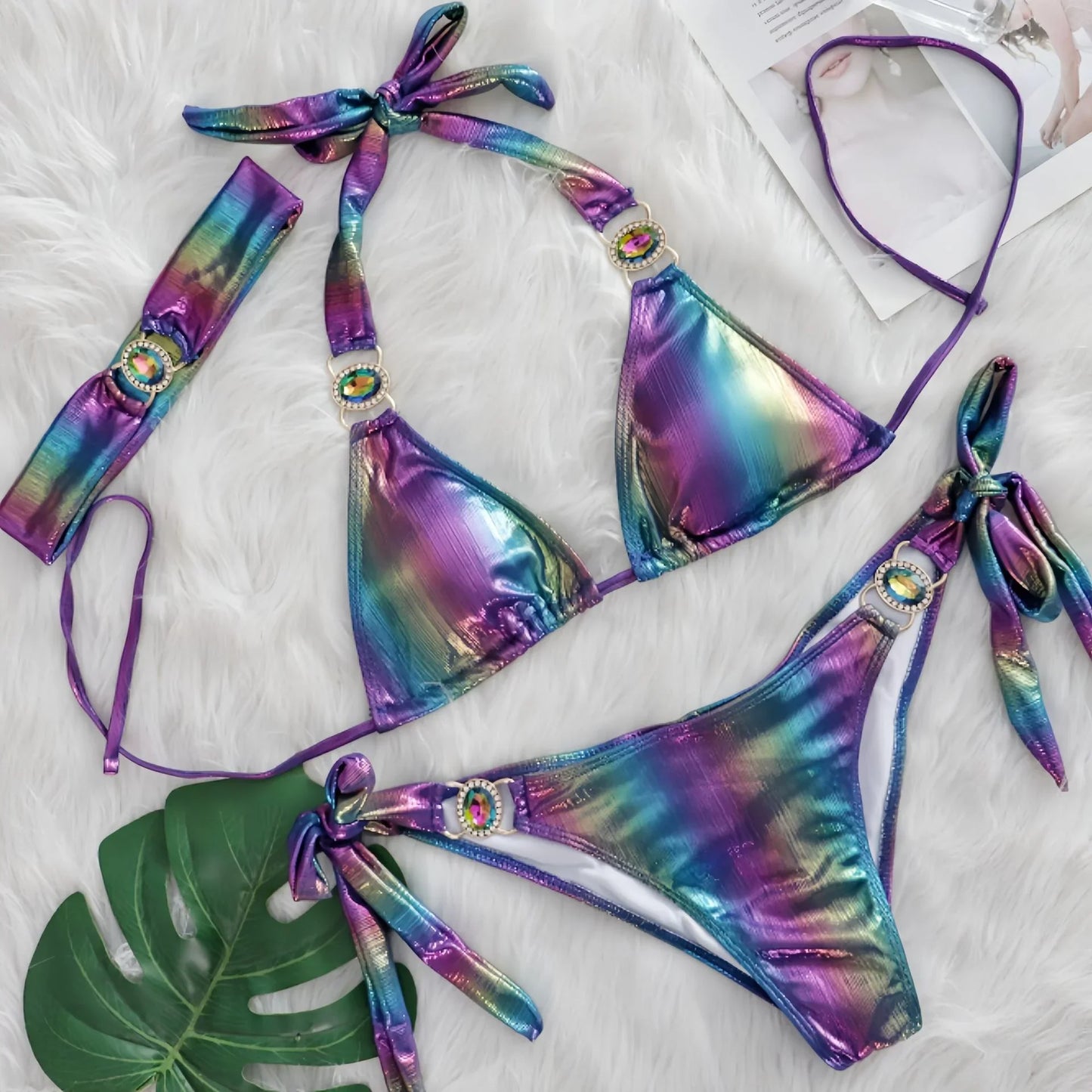 Diamond Three-Piece Bikini - vevewholesale
