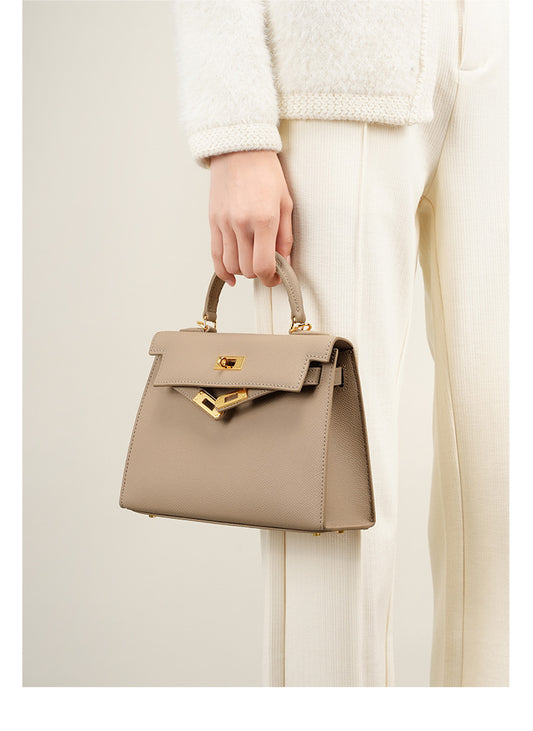 Cowhide Kelly Handbag - vevewholesale