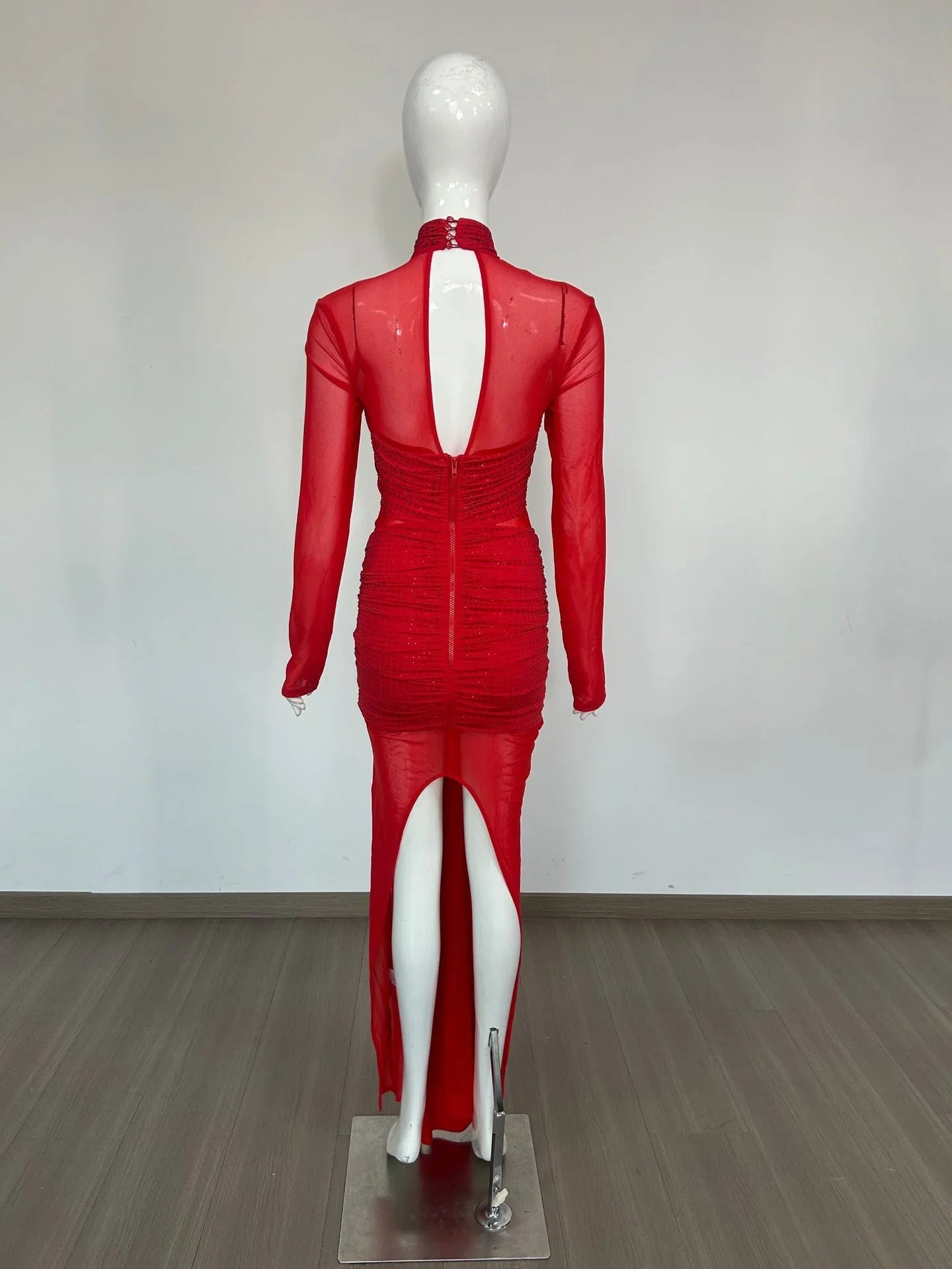 Mesh Long Sleeves Maxi Dress - vevewholesale