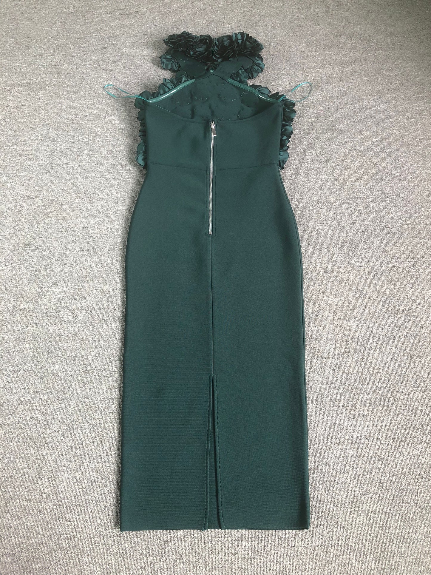 Big Flower Midi Dress-Green - vevewholesale