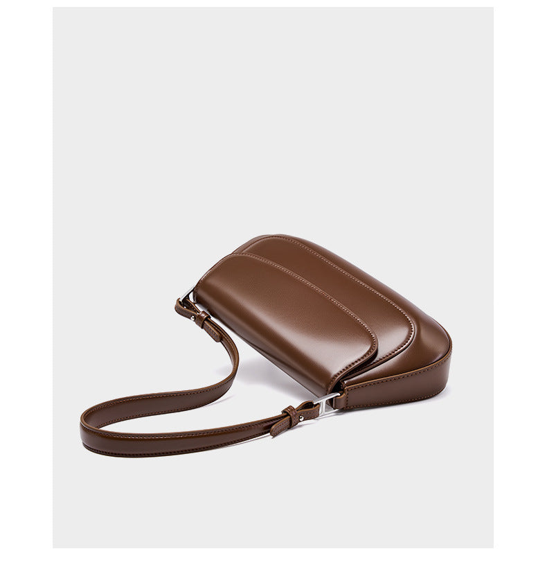 Genuine Leather Crossbody Bag-Coffee Color - vevewholesale