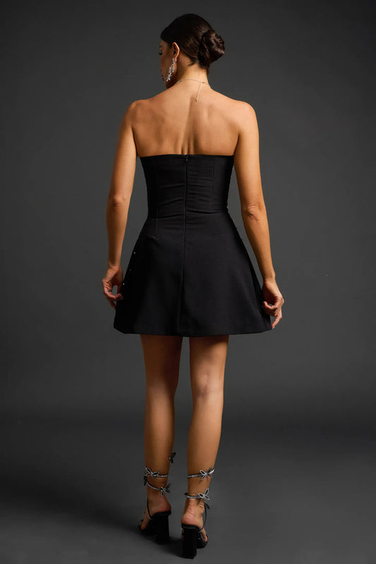 Strapless Mini Dress-Black