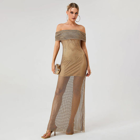 Anline One-shoulder Sequined Dress