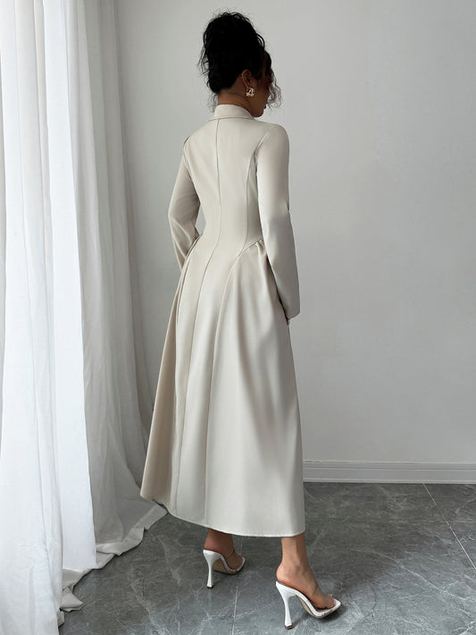 Deep V-neck Long-Sleeved Autumn And Winter Long Dress