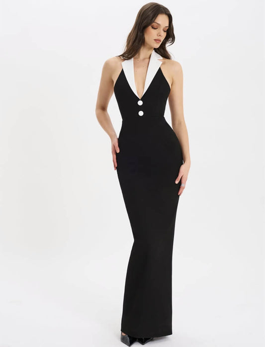 Herben V-neck Long Dress