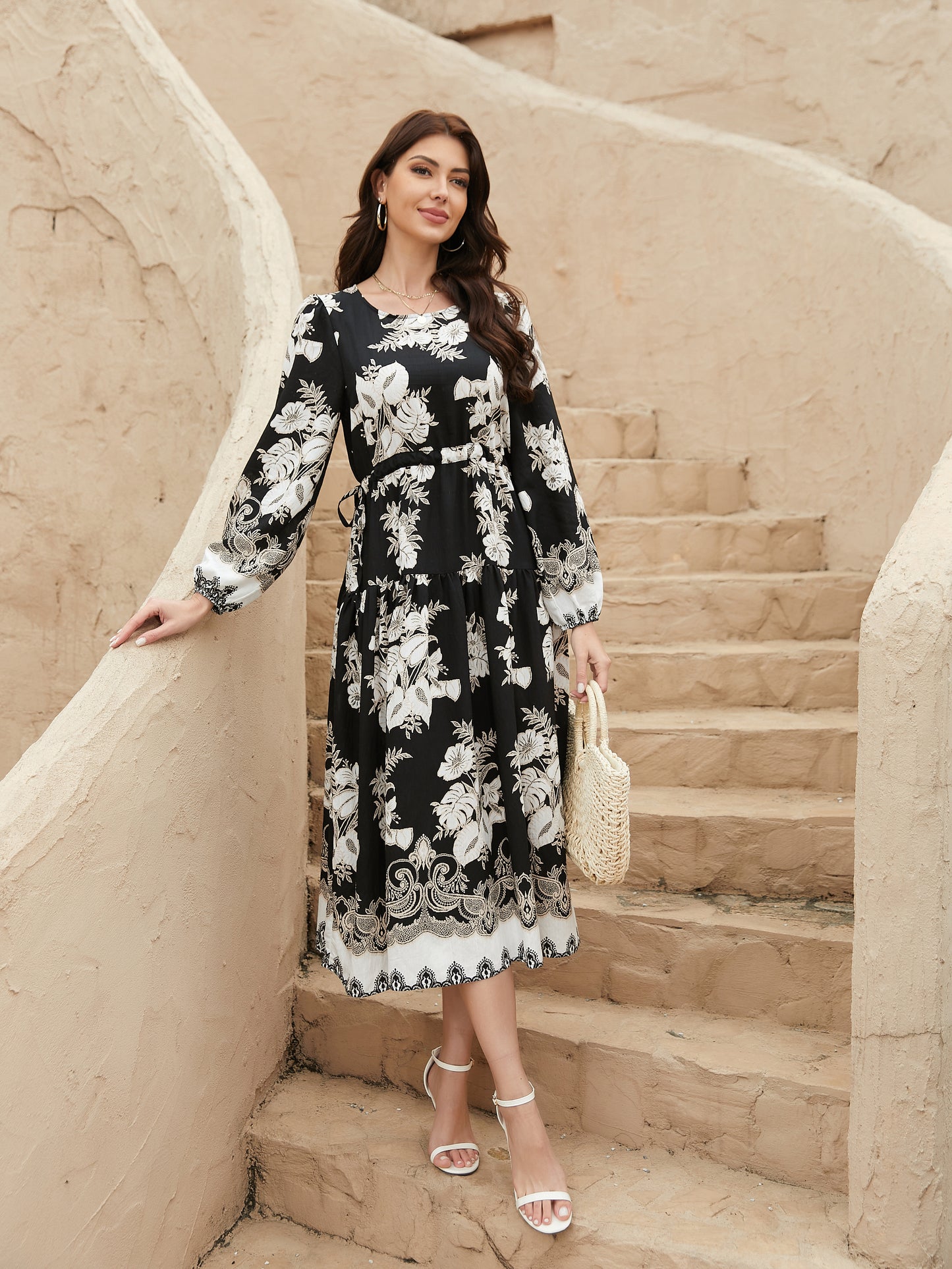 Round Neck Loose Long Dress