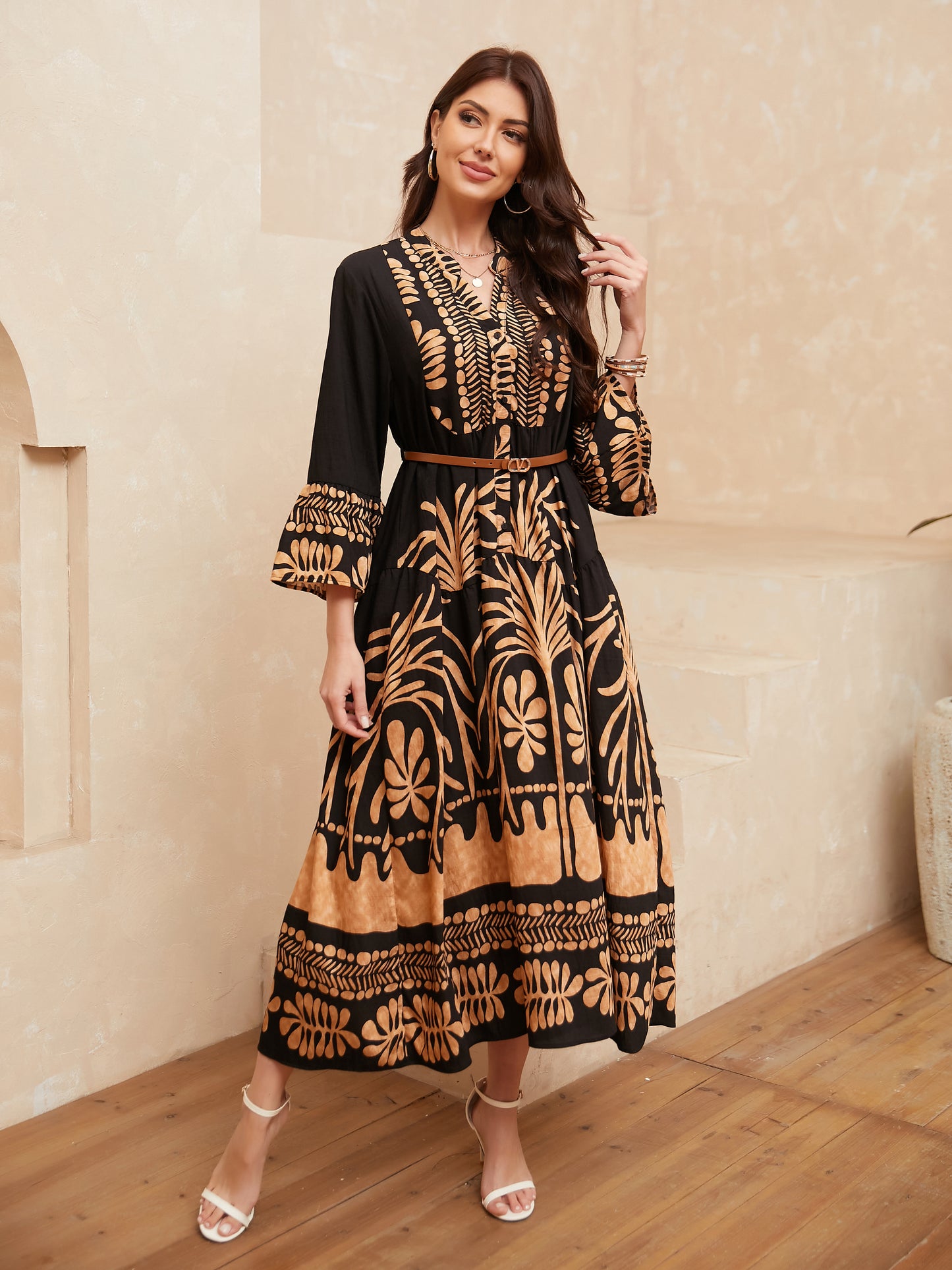 Long Sleeved Fashion Printed Dress