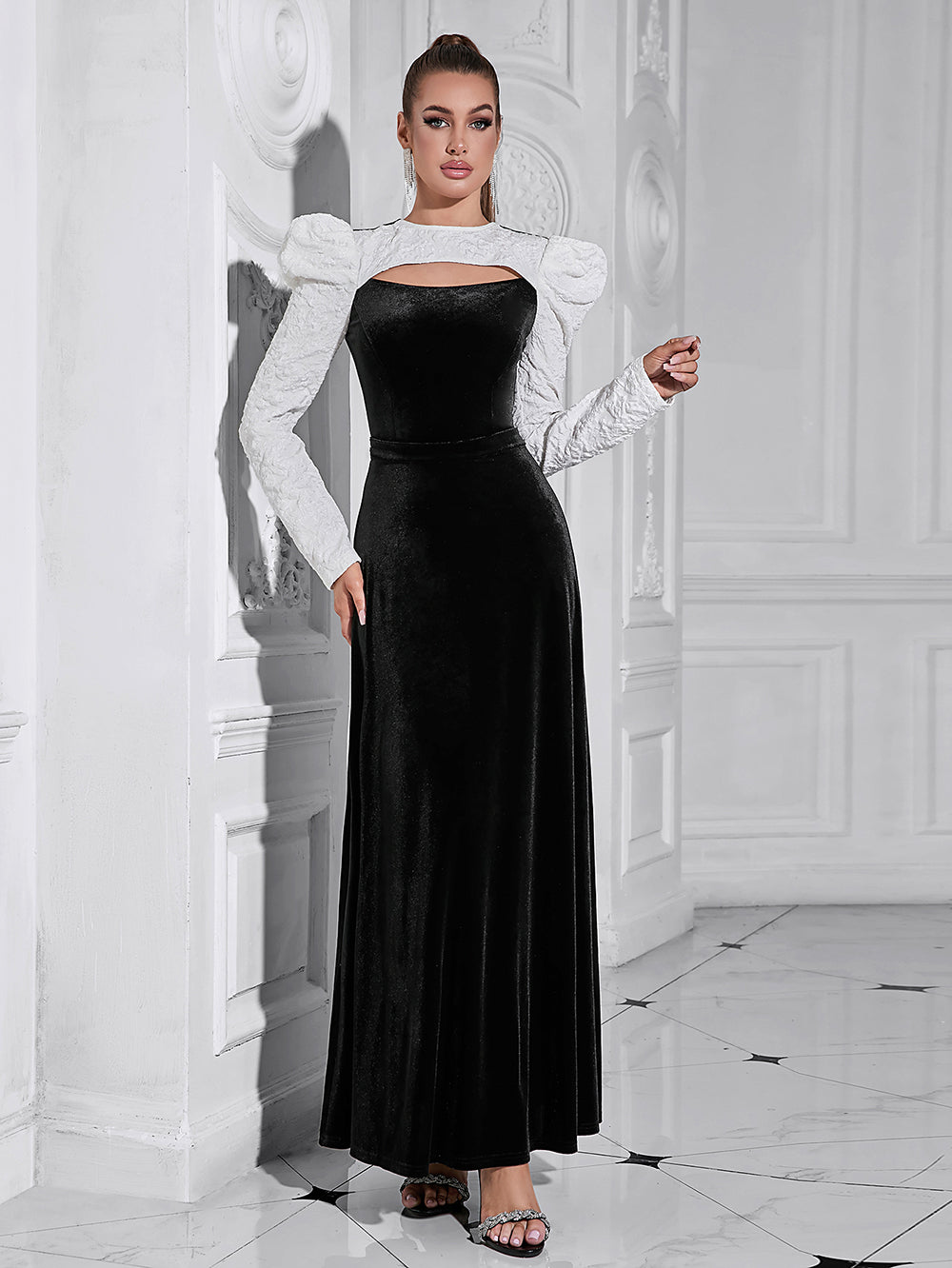 Long Sleeved Round Neck maxi Dress