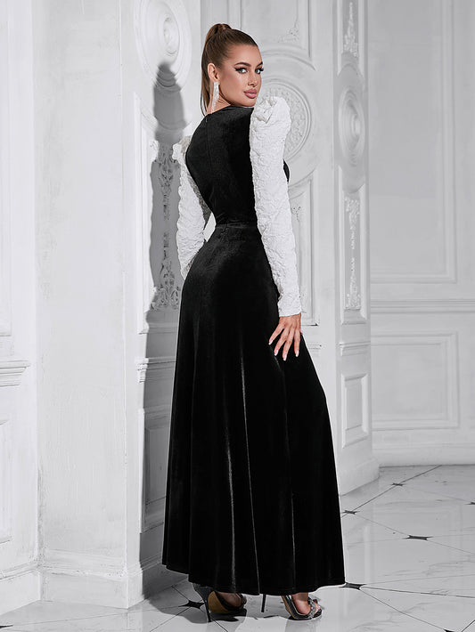 Long Sleeved Round Neck maxi Dress