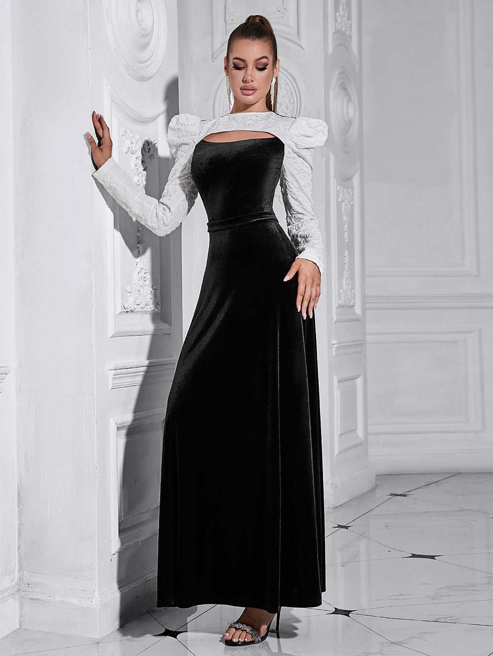 Long Sleeved Round Neck maxi Dress