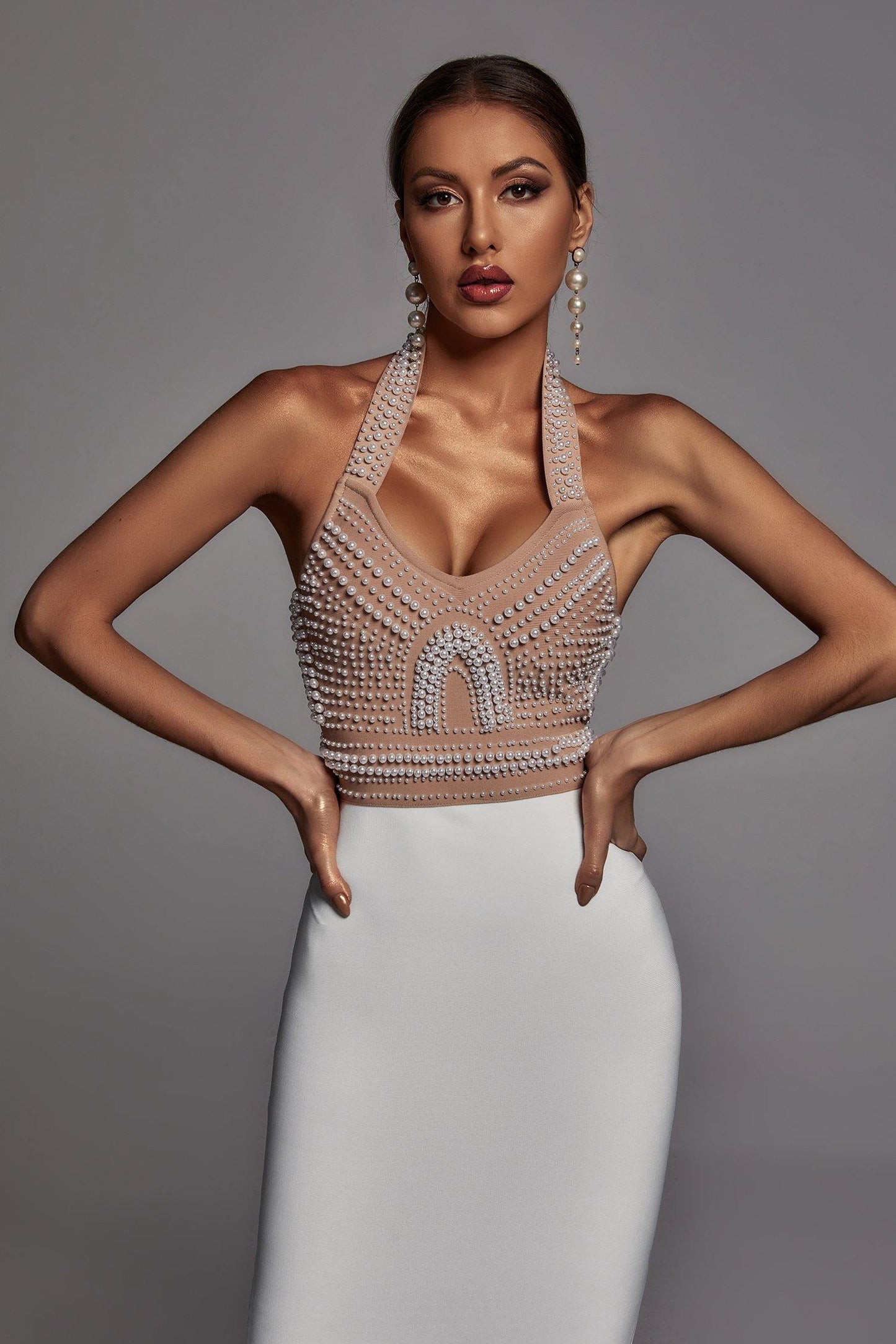 Neck Bandage Midi Dress