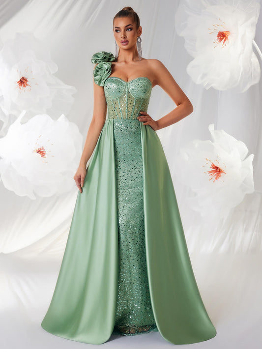 One-Shoulder Sequin Max Dress