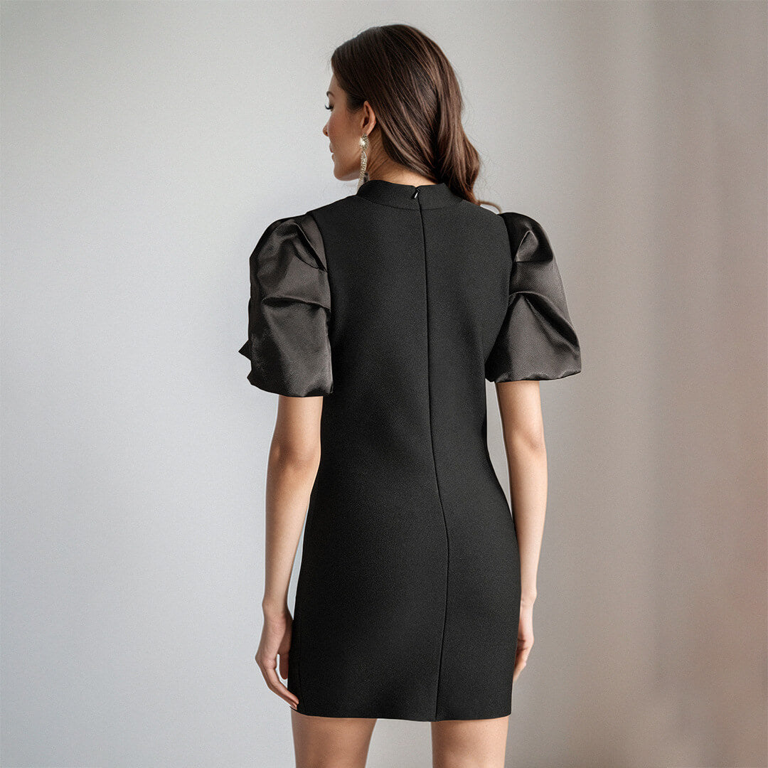Minivestido vendaje con mangas abullonadas