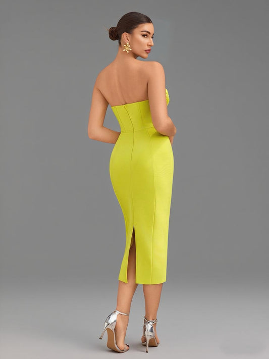 Strapless Backless Midi Dress