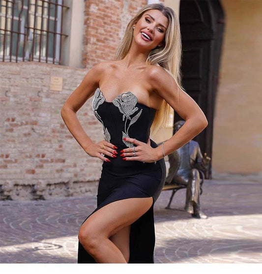 Strapless Diamond Bandage Long Dress