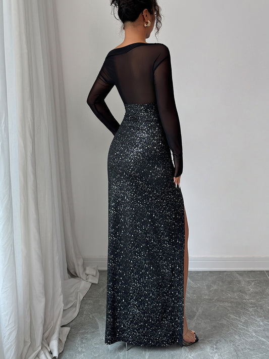 Strapless Long-Sleeved Long Dress