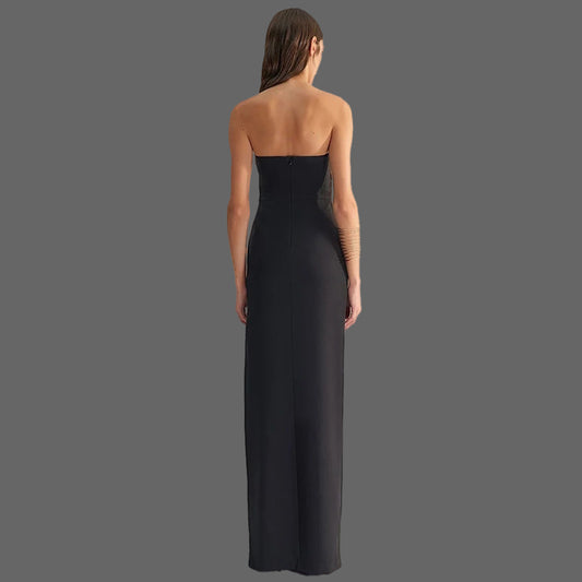Strapless Metal Accessory Bandage Dress