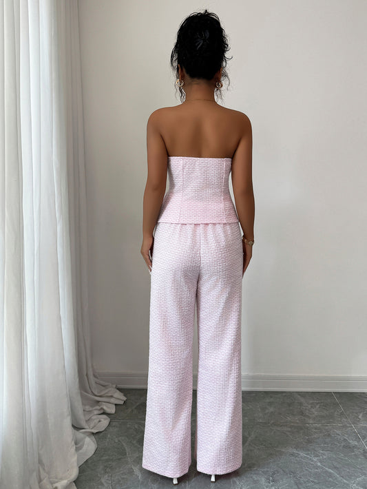 Strapless Wide-Leg Pants Set