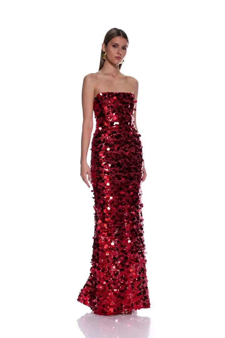 Sequined Strapless Maxi Dress - vevewholesale