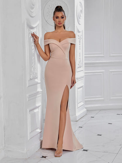 V Neck High Slit Maxi Dress - vevewholesale