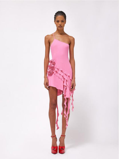 One Shoulder Floral Mini Dress - vevewholesale