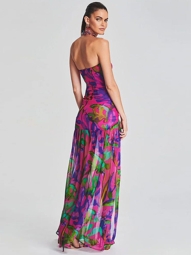 Strapless painted print-red - vevewholesale