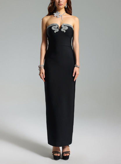 Snake-Shaped Strapless Maxi Dress - vevewholesale