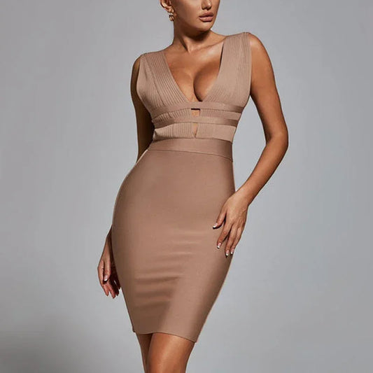 Deep V Mini Dress - vevewholesale