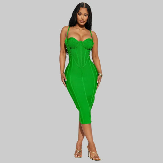 Halter Bodycon Midi Dress - vevewholesale