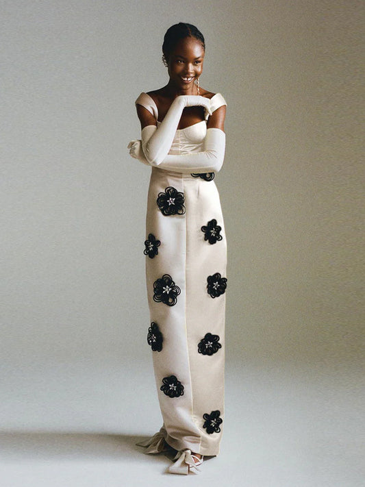 Flower Elegance Maxi Dress -White - vevewholesale