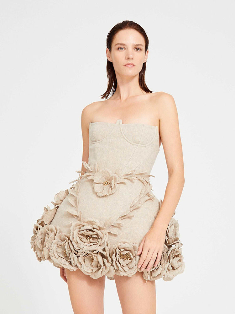 Strapless Puffy Mini Dress - vevewholesale