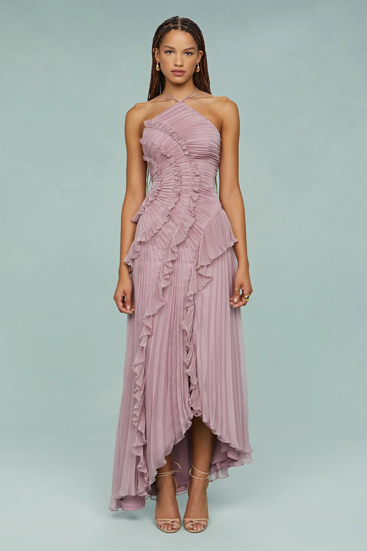 Chiffon Ruffled Long Dress