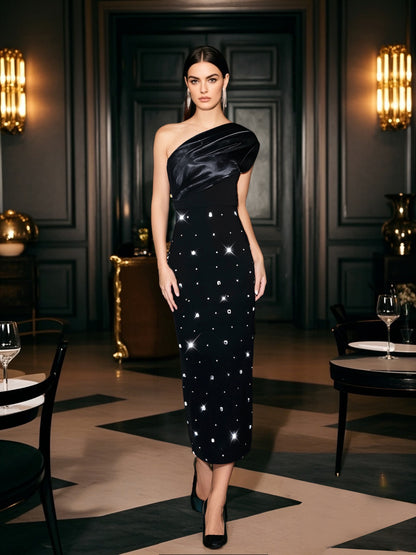 One Shoulder Long Dress - vevewholesale