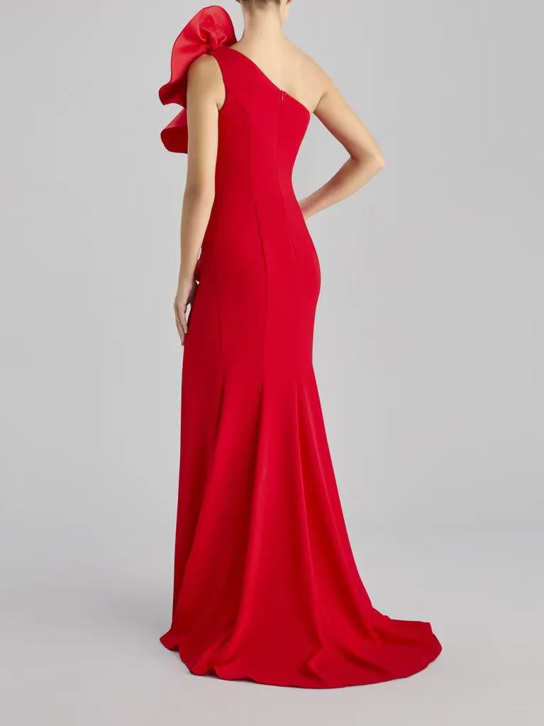 One Shoulder Ruffled Maxi dress - vevewholesale