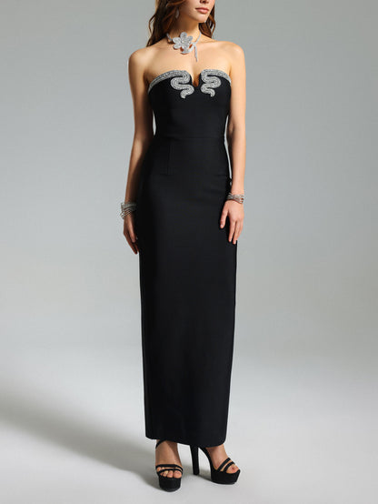 Snake-Shaped Strapless Maxi Dress - vevewholesale