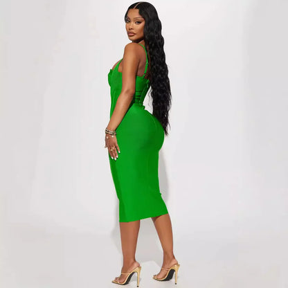 Halter Bodycon Midi Dress - vevewholesale