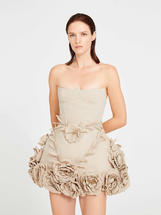 Strapless Puffy Mini Dress - vevewholesale