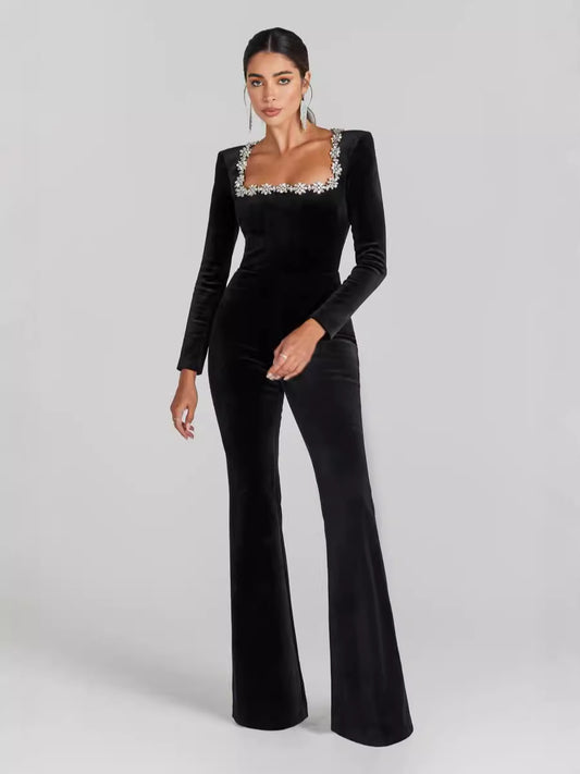 Square-neck long-sleeved horn - black